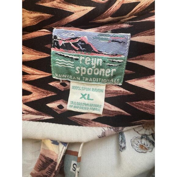 Reyn Spooner Shirt Mens Extra Large Arizona Map Vacation Rayon Retro Nostalgia - Picture 9 of 13